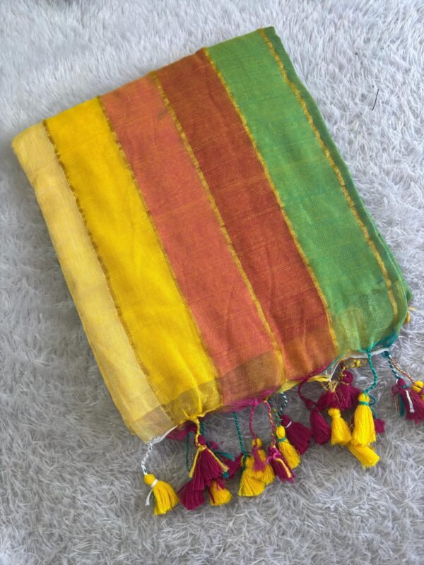 Colour pallette mul cotton saree. - Image 5