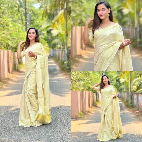 Border lines golden tissue ready to wear and normal saree