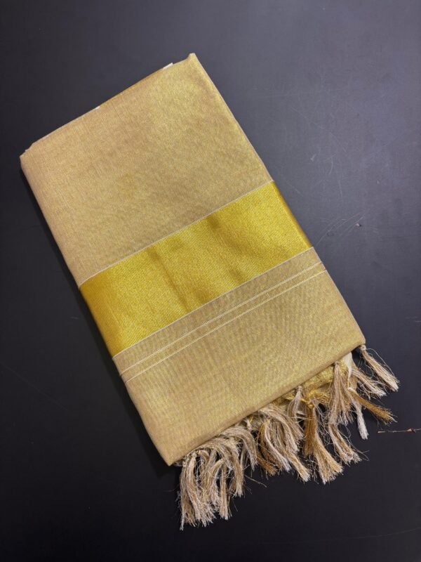 Golden bridal tissue ready to wear 1 min saree - Image 5