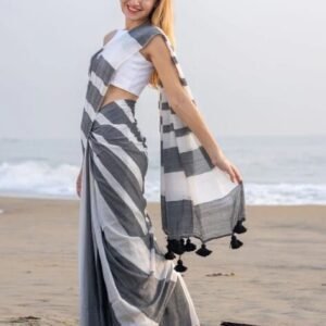 Premium Quality Khadi cotton Saree With checked type