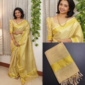 Golden bridal tissue ready to wear 1 min saree