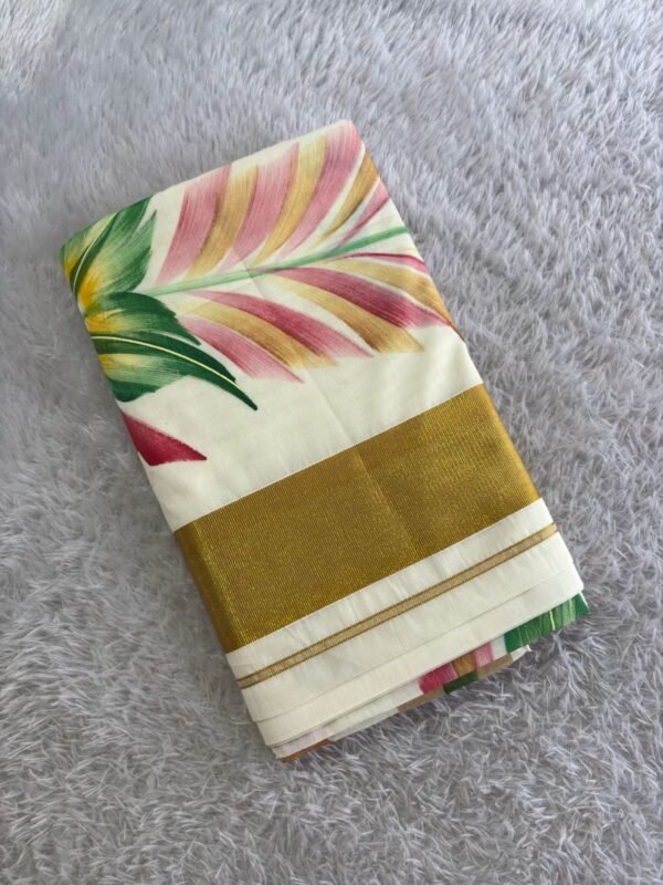 Brush Painted Cotton Saree - Image 6