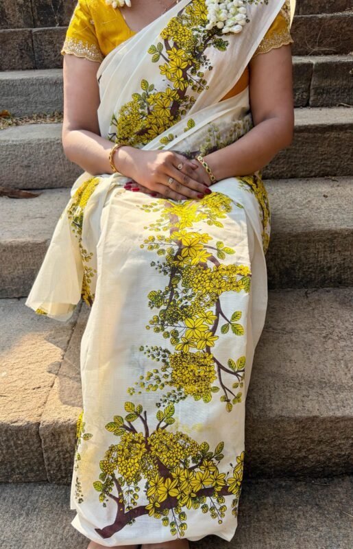 Kannikonna: kanikonna flower printed Cotton Setmundu - Image 3