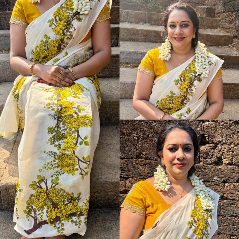Kannikonna: kanikonna flower printed Cotton Setmundu - Image 2