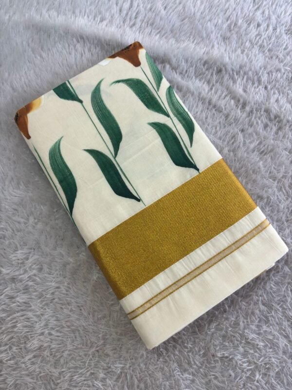 Brush Painted Cotton Saree - Image 3