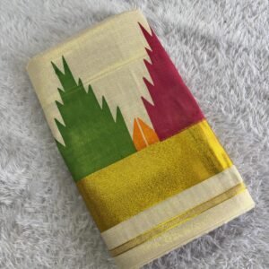 Multi colour Temple Golden tissue saree-Gopuram
