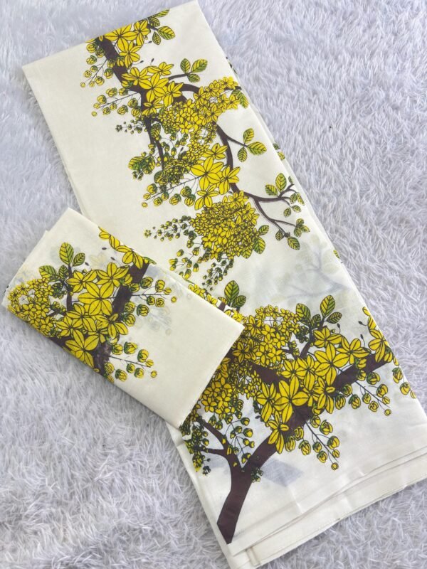 Kannikonna: kanikonna flower printed Cotton Setmundu