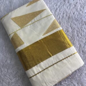 Diamond gold kasavu Embroidery cotton saree