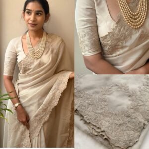 Organza Embroiderd Saree with scolap work