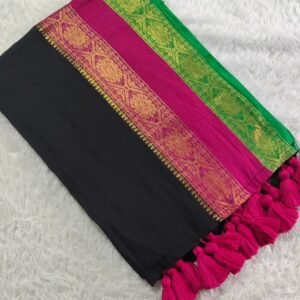Menaka - Jaq border 3 line MUL Cotton Saree