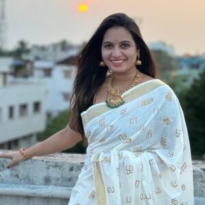 Tamil letters saree cotton embroidered saree with fully blouse embroidered