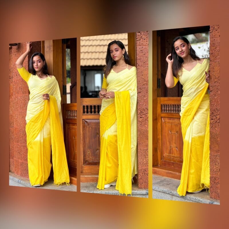 tye and dye borderless pure cotton saree - Image 8