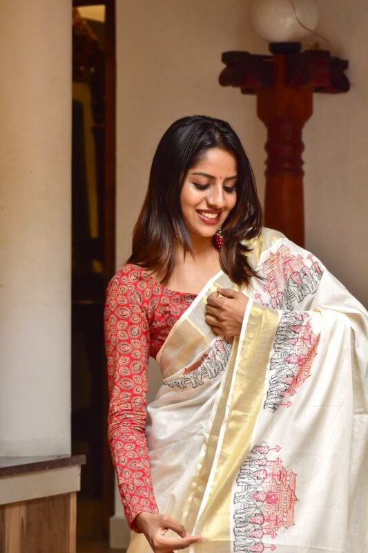 Pooram saree : Embroidered cotton Saree - Image 4