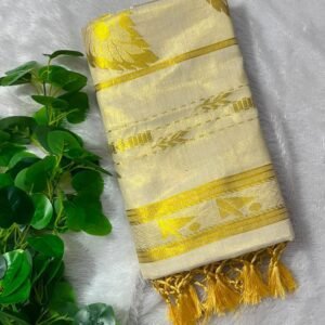 Mayilazhagu : Golden tissue weaved design (handloom replica)