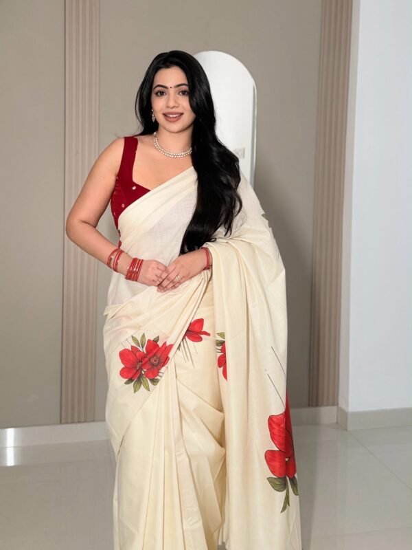 Red Blossom : Pure cotton digital printed - Image 3