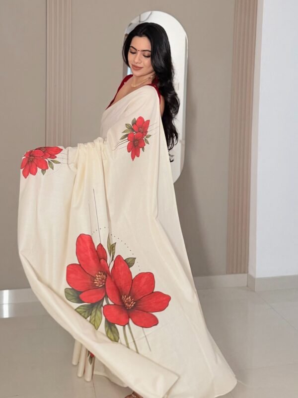 Red Blossom : Pure cotton digital printed - Image 2