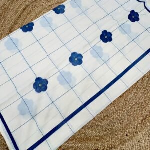 Indigo bloom checks  : Pure cotton digital printed