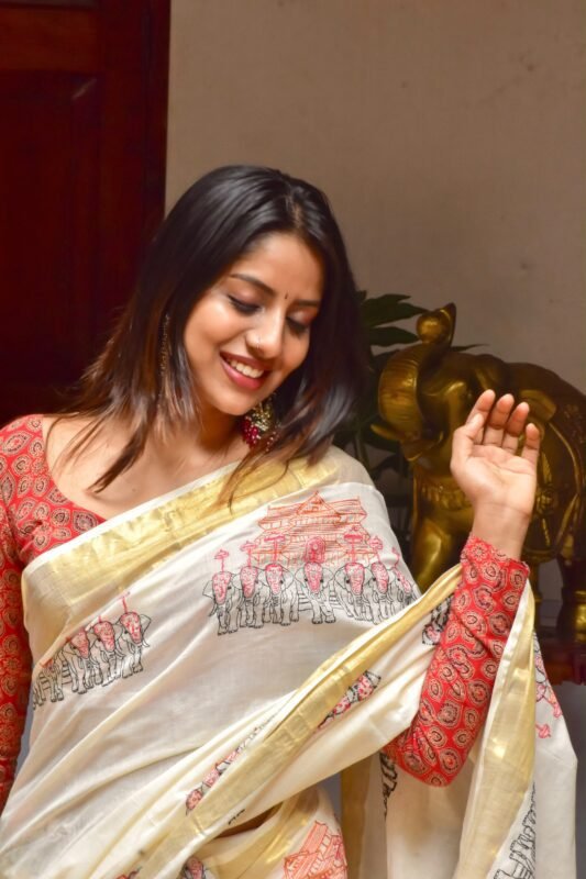 Pooram saree : Embroidered cotton Saree - Image 5