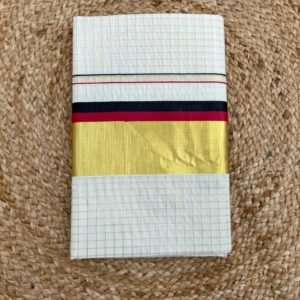 Kokilam - Red and Black border check cotton saree