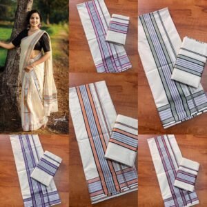 silver colour fancy set mundu