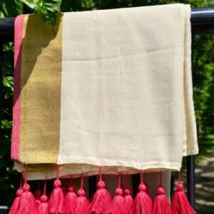 GOLDEN RED MUL COTTON SAREE