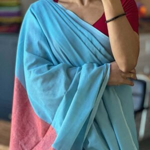 Sky Blue Khadi Cotton Saree