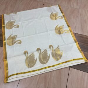The Swan : Pure Cotton Saree With Swan Weaving