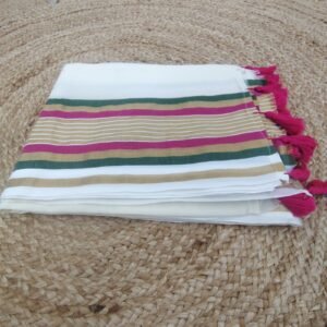 Pink & Green Border Mul Cotton Saree