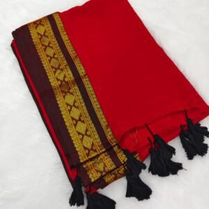 *Thara - Red Kanchi Mul Cotton Saree